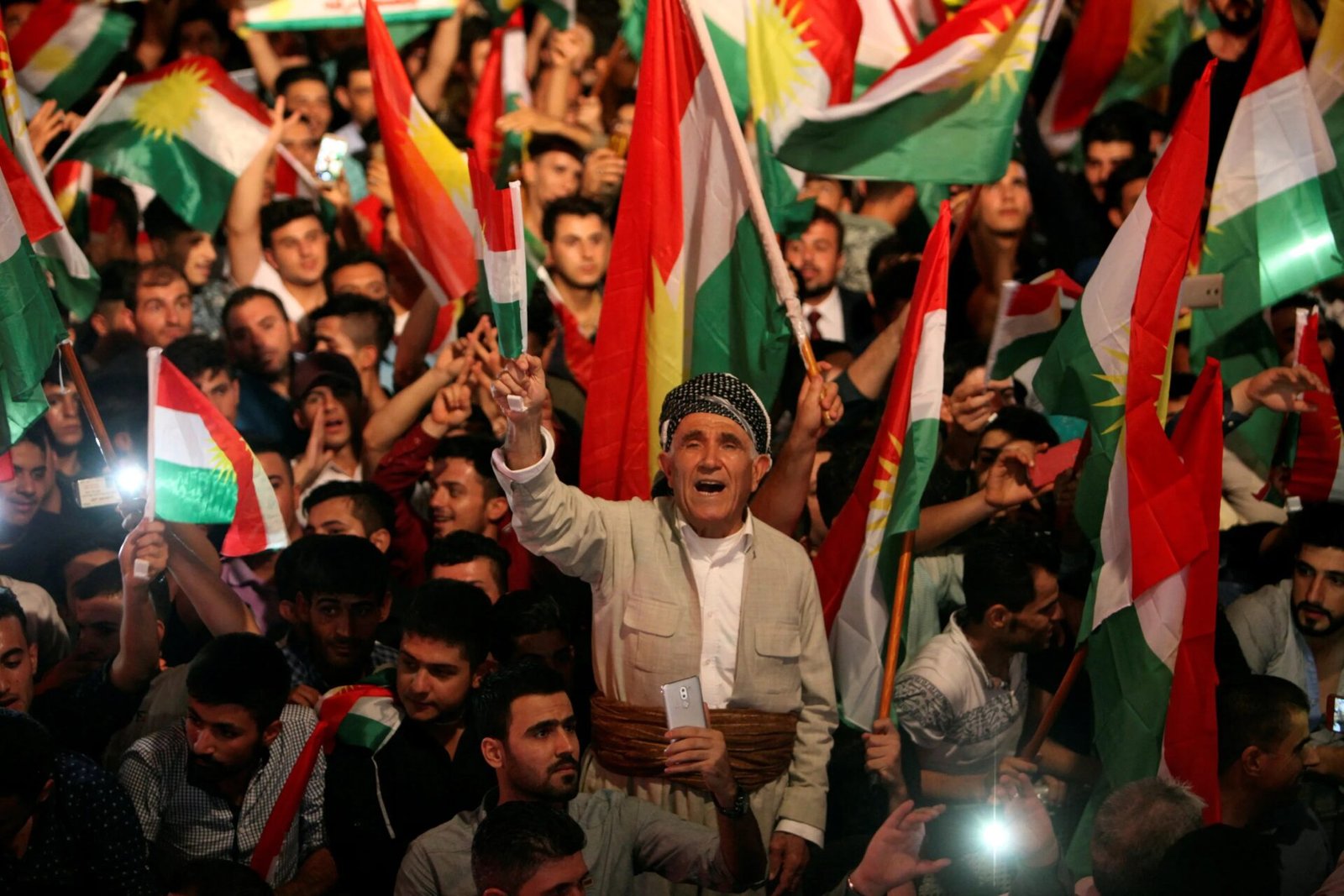 A rally during Iraq's Kurdistan Region independence referendum, 2017